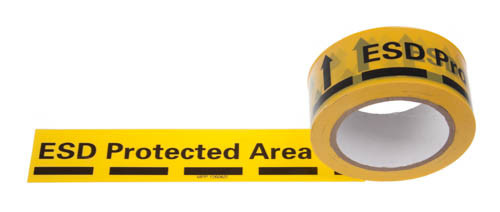 Tela adesiva antistática de aviso ESD PVC / PE com cor amarela e pintura preta