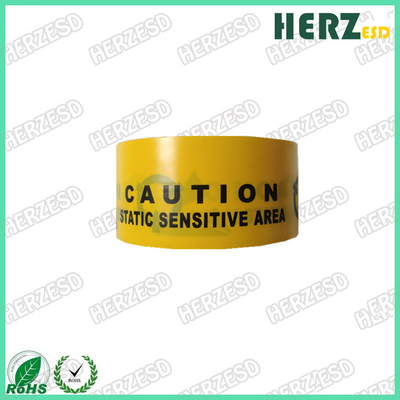 Tela adesiva antistática de aviso ESD PVC / PE com cor amarela e pintura preta